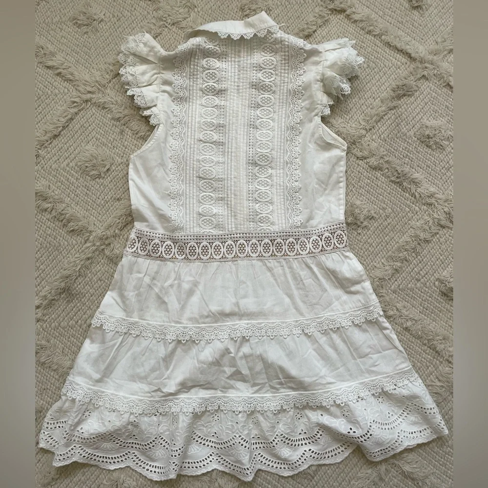 Alice + Olivia Meeko Embroidered Ruffle Sleeve Dress - Picture 8 of 8